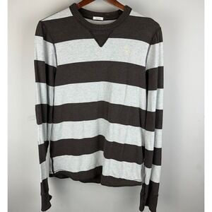 Y2K Abercrombie & Fitch Long Sleeve Striped Crewneck Mens shirt brown large